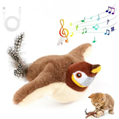 FelinoFly - Pájaro Aleteador Interactivo para Gatos | Juguete Recargable USB con Catnip